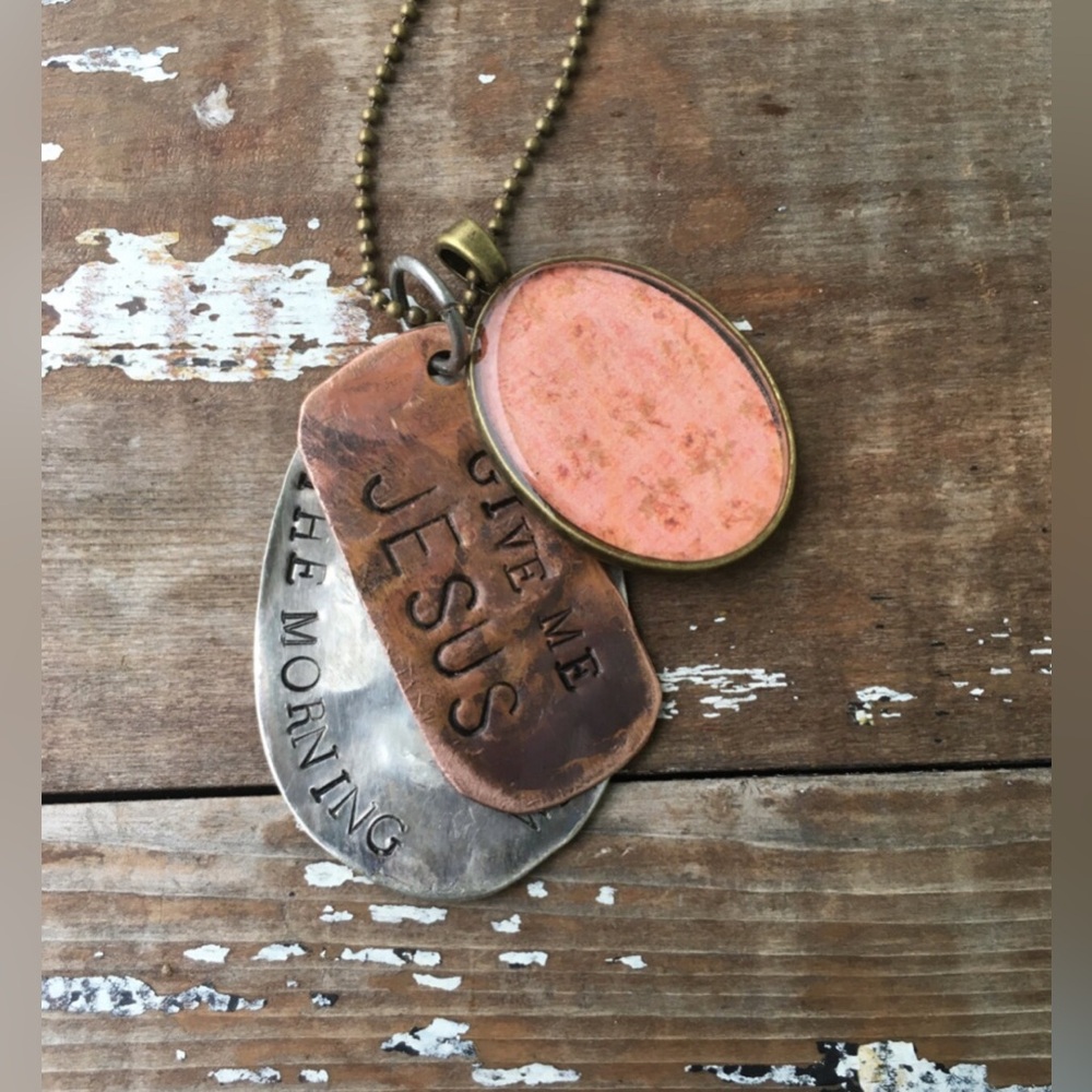 Stamped Multi Colored Metals “Give Me Jesus” Charm Necklace NEW!